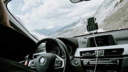 black and gray sixt car interior