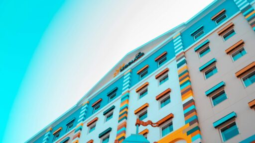 low angle photo of lego highrise multicolored building
