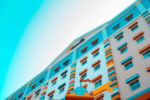 low angle photo of lego highrise multicolored building