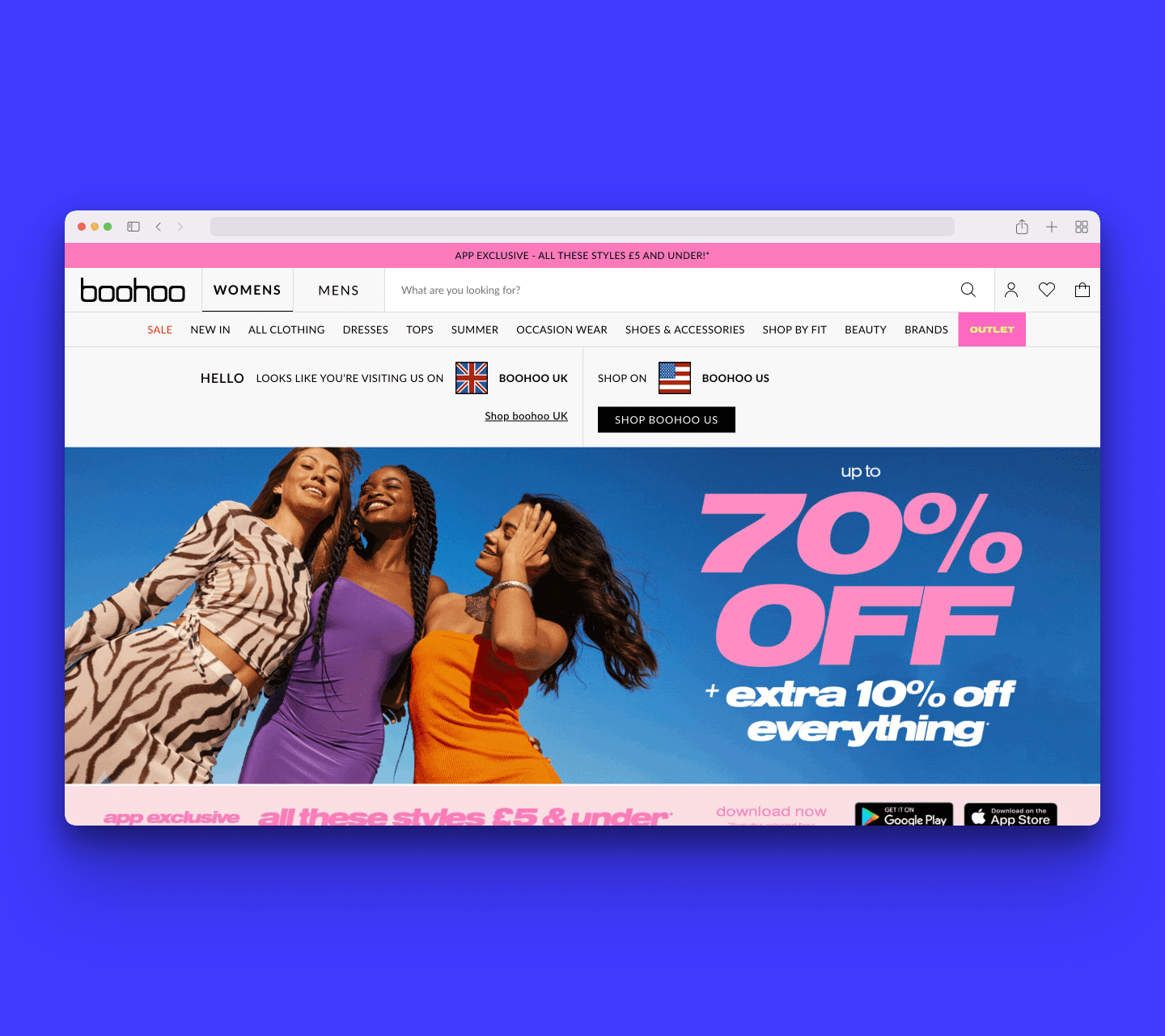 boohoo website screenshot