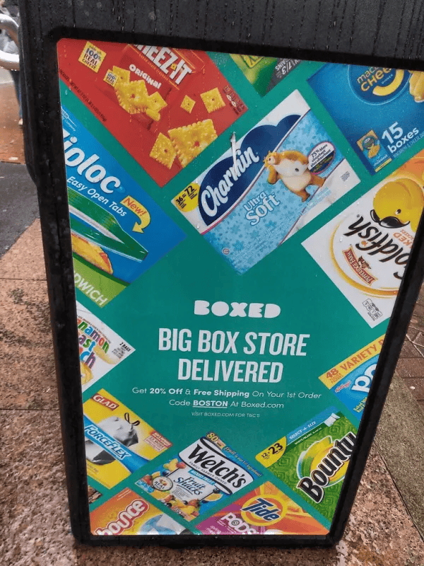 cash back sign for boxed